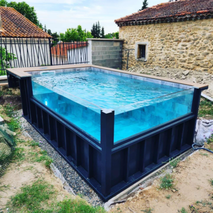 🏊 Piscina Container Premium 4 m x 2,5 m – Design moderno com parede de vidro