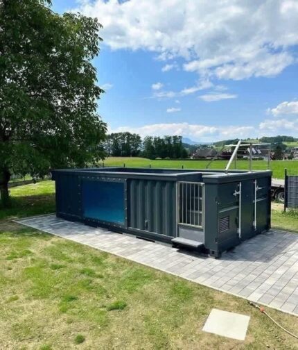 🔹 Piscine Container Premium 8 m avec Vitre Panoramique
